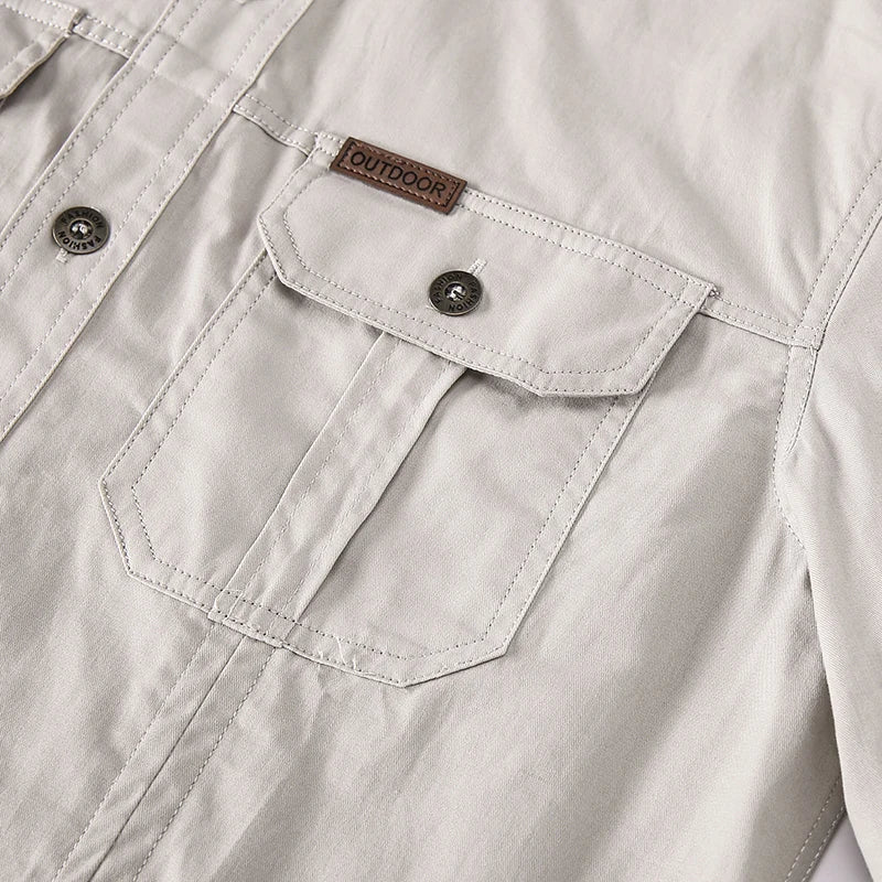 Casual Cotton Cargo Shirt – Long Sleeve