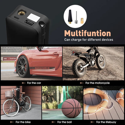 Cordless Digital Tire Inflator – Portable Rechargeable Air Pump for Car, Bike & Balls
