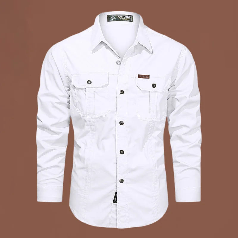 Casual Cotton Cargo Shirt – Long Sleeve