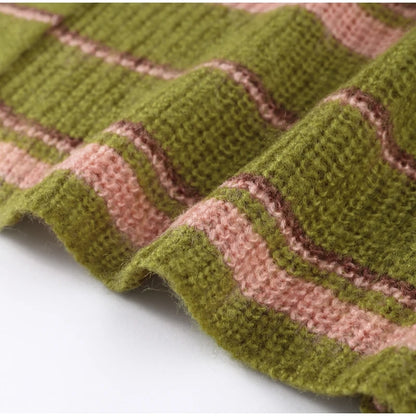 Elegant Striped V-Neck Cardigan