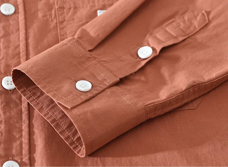 2025 Men’s Casual Cotton Shirt – Solid Color