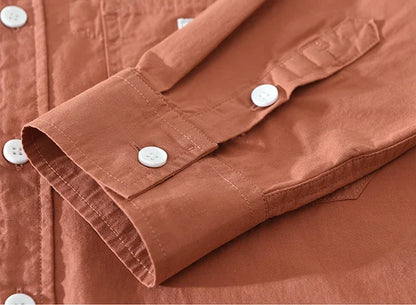 2025 Men’s Casual Cotton Shirt – Solid Color