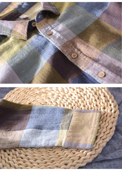 Lightweight Plaid Linen Shirt – Men’s Long Sleeve