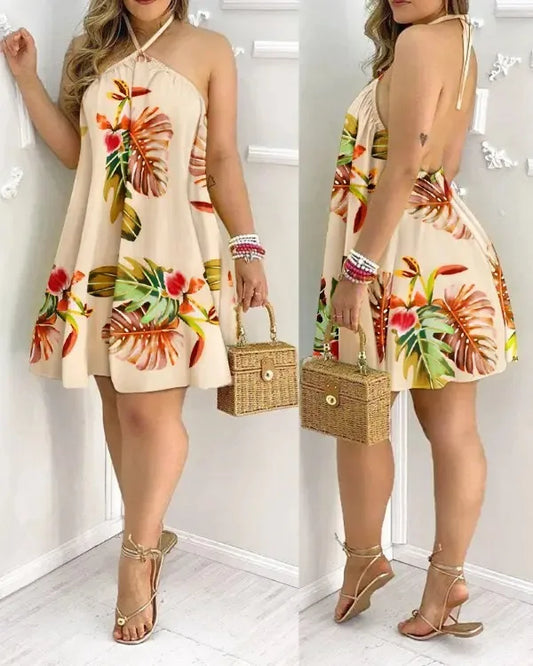 Vacation-Ready Tropical Print Dress