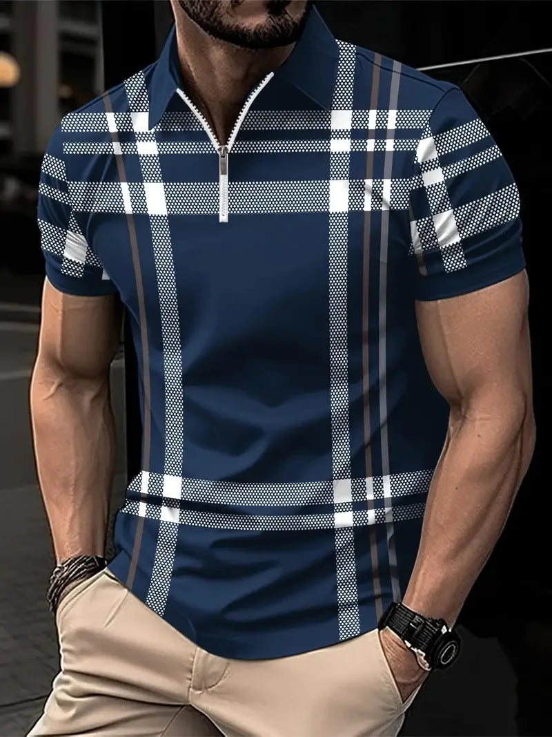 Streetwear Zipper Polo Shirt