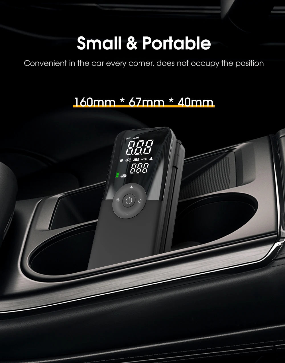 Rechargeable Portable 150 PSI Cordless Tire Inflator – Digital Air Compressor for Car & Bike