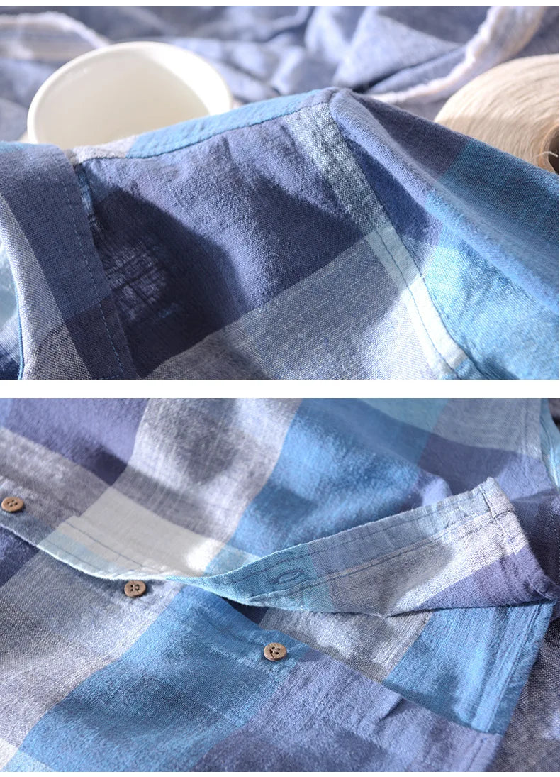 Lightweight Plaid Linen Shirt – Men’s Long Sleeve