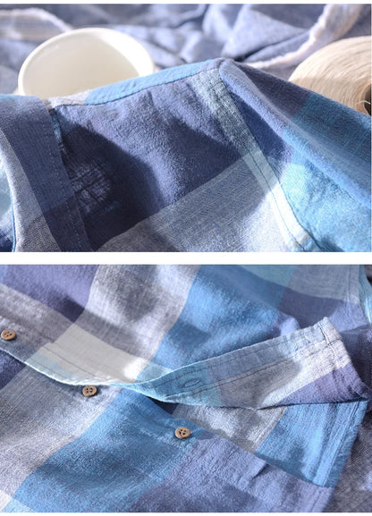 Lightweight Plaid Linen Shirt – Men’s Long Sleeve