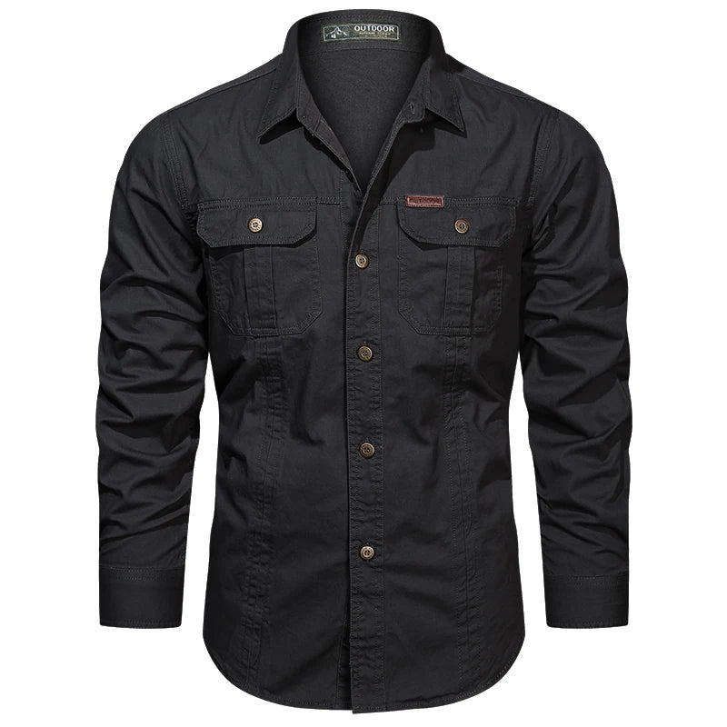 Casual Cotton Cargo Shirt – Long Sleeve