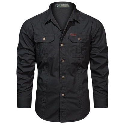 Casual Cotton Cargo Shirt – Long Sleeve