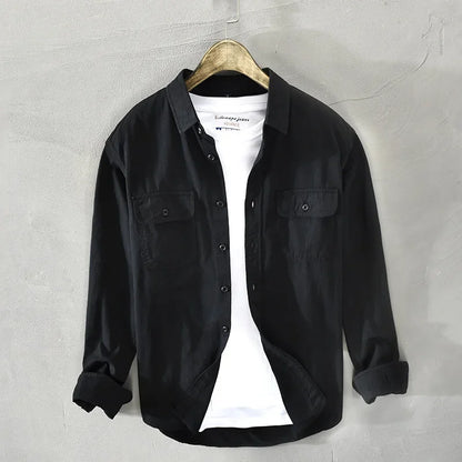 Men’s Streetwear Cotton Shirt – Button-Up & Pocketed
