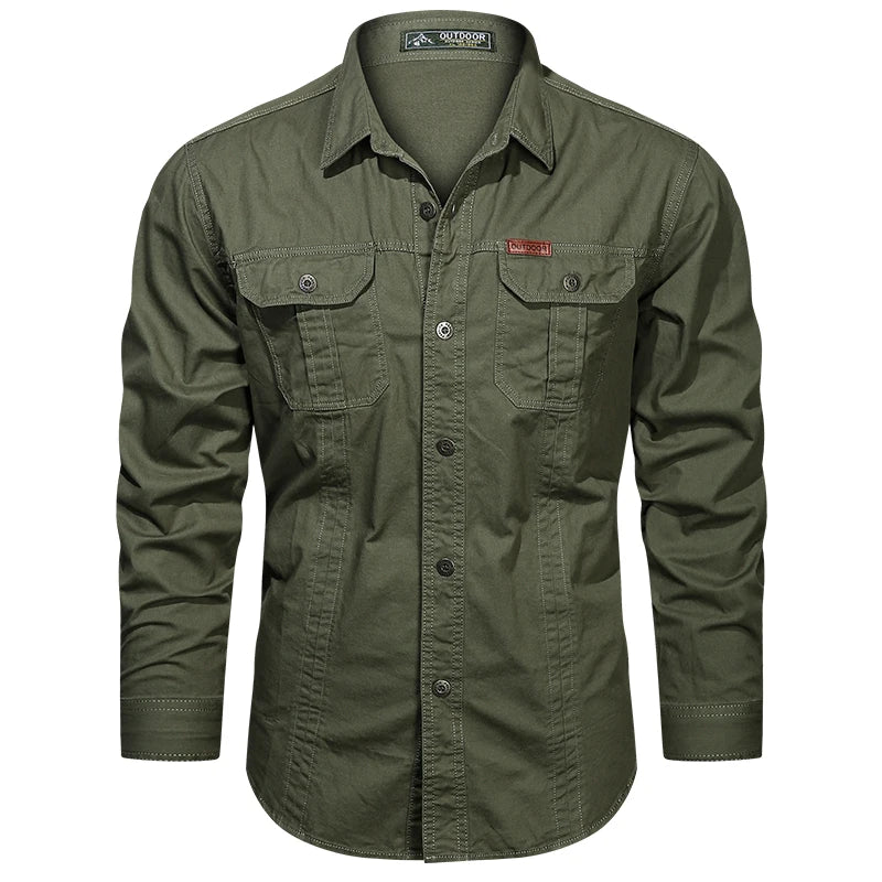 Casual Cotton Cargo Shirt – Long Sleeve