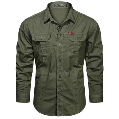 Casual Cotton Cargo Shirt – Long Sleeve
