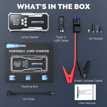 7000A Portable Car Jump Starter with Air Compressor – 150PSI, 26800mAh Power Bank