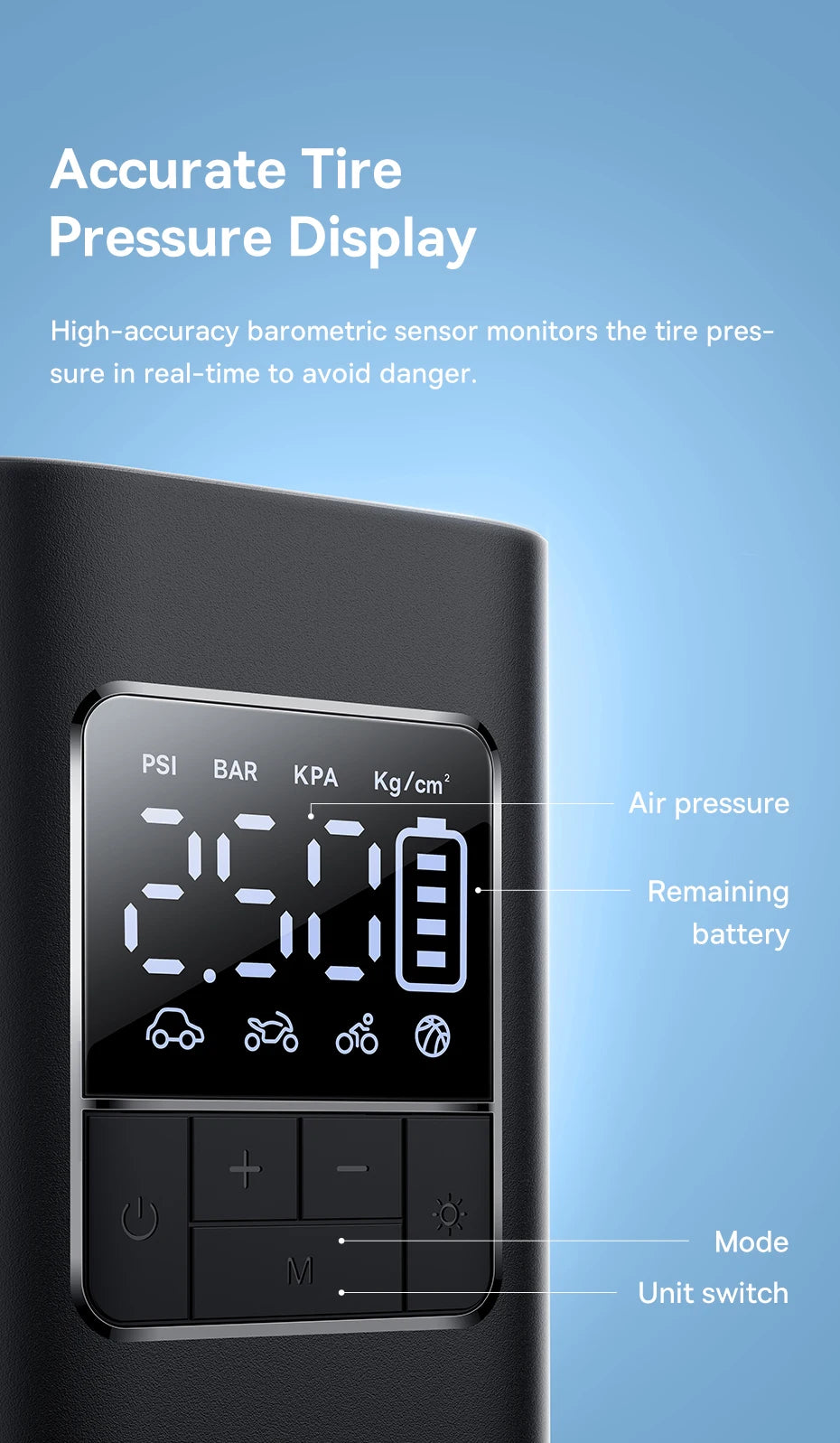 Wireless Digital Tire Inflator – Portable Smart Air Compressor for Car, Bike & Motorcycle