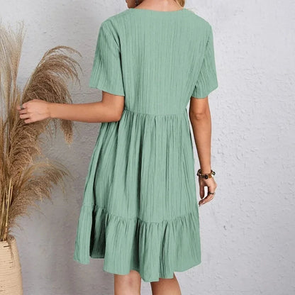 Flowy Peplum Ruffle Summer Dress