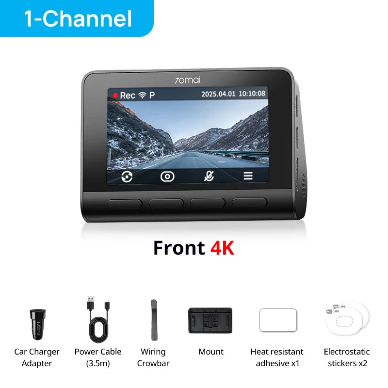 全新70mai 4K行车记录仪A810S HDR超级电容 4G LTE Wi-Fi 6 语音控制 GPS ADAS 70迈A810S是70迈A810的升级版