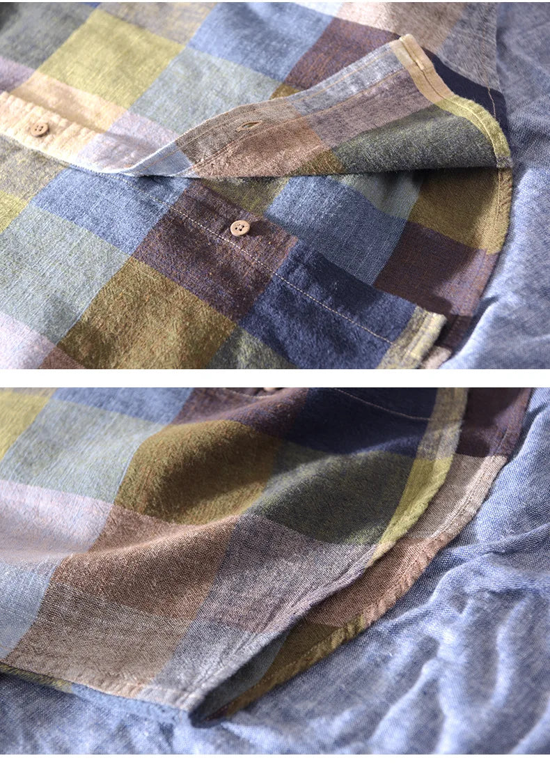 Lightweight Plaid Linen Shirt – Men’s Long Sleeve