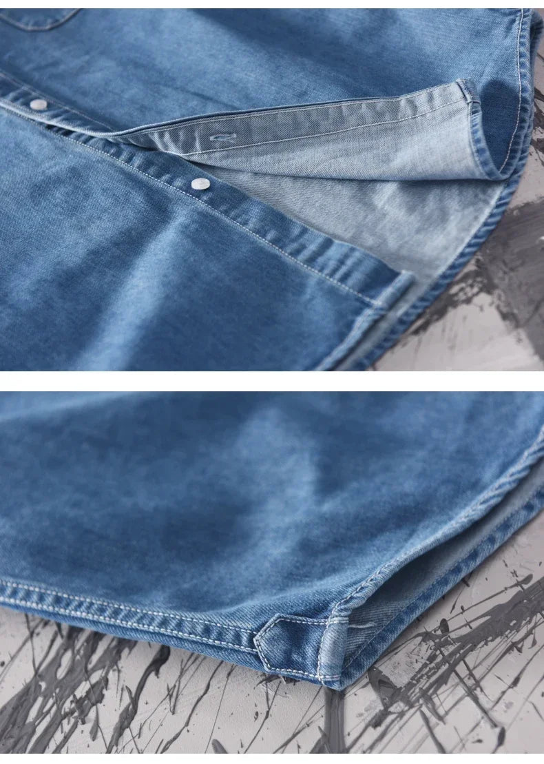 Light Blue & Black Denim Shirt – Men’s Fashion