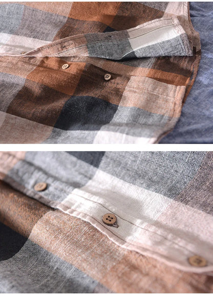 Lightweight Plaid Linen Shirt – Men’s Long Sleeve