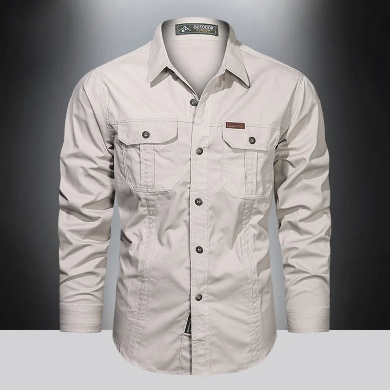 Casual Cotton Cargo Shirt – Long Sleeve