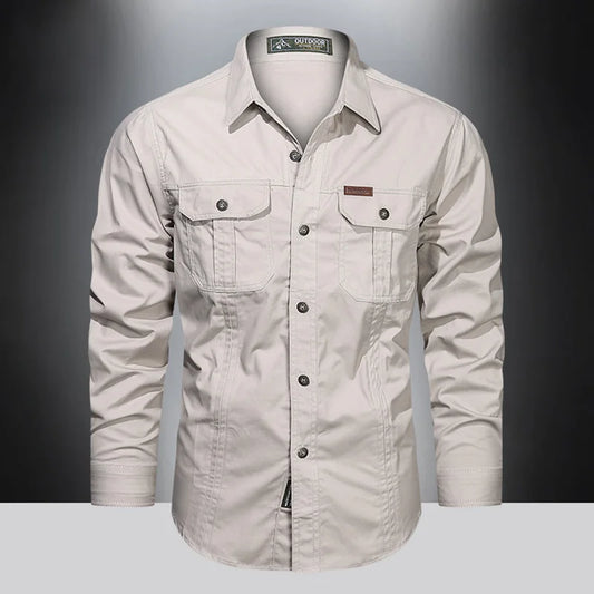 Casual Cotton Cargo Shirt – Long Sleeve