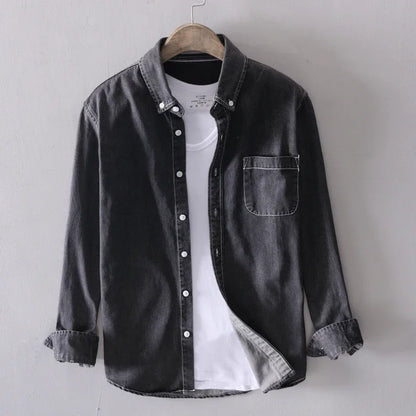 Light Blue & Black Denim Shirt – Men’s Fashion