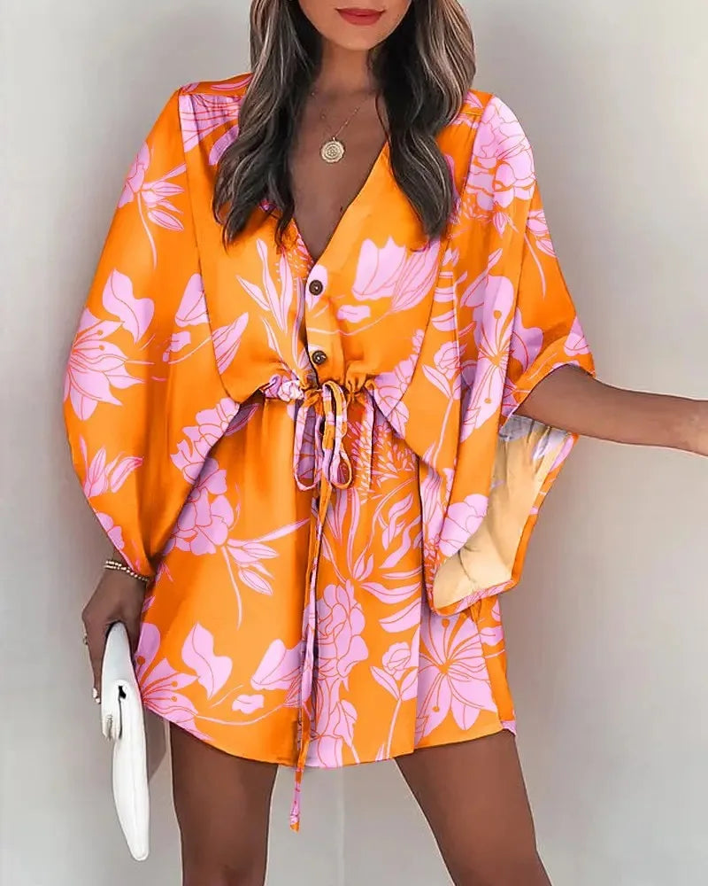 Boho Floral V-Neck Summer Dress
