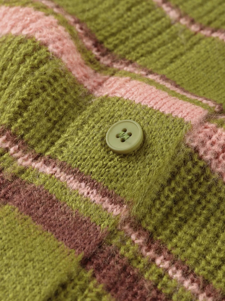 Elegant Striped V-Neck Cardigan