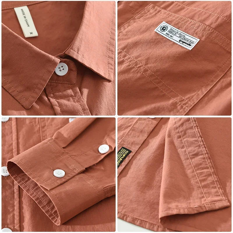 2025 Men’s Casual Cotton Shirt – Solid Color