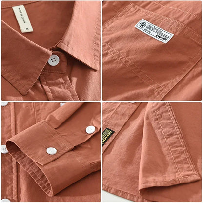 2025 Men’s Casual Cotton Shirt – Solid Color