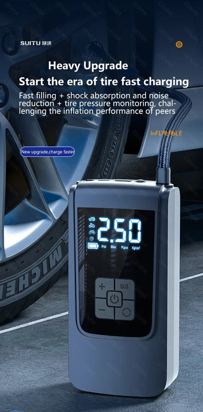 Wireless Digital Tire Inflator – Portable Air Compressor for Car & Bike