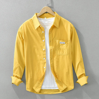 2025 Men’s Casual Cotton Shirt – Solid Color