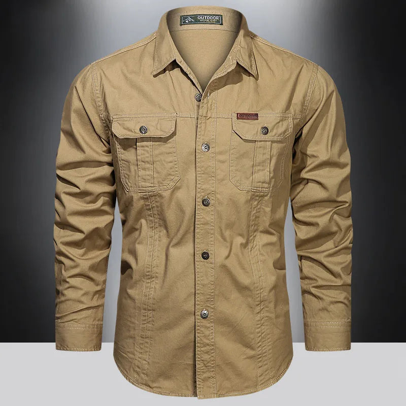 Casual Cotton Cargo Shirt – Long Sleeve