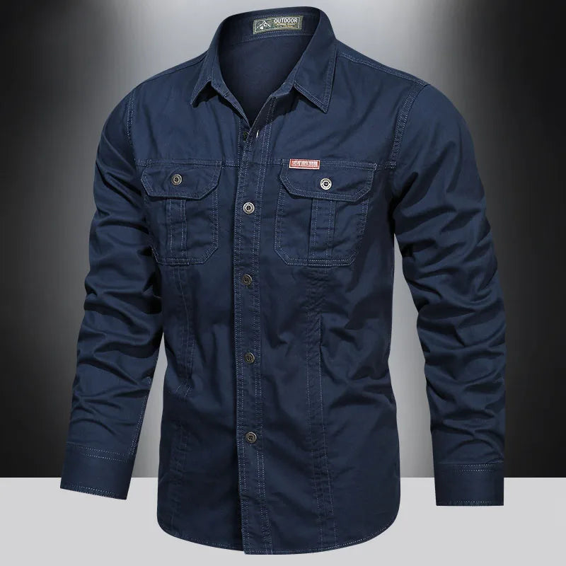 Casual Cotton Cargo Shirt – Long Sleeve