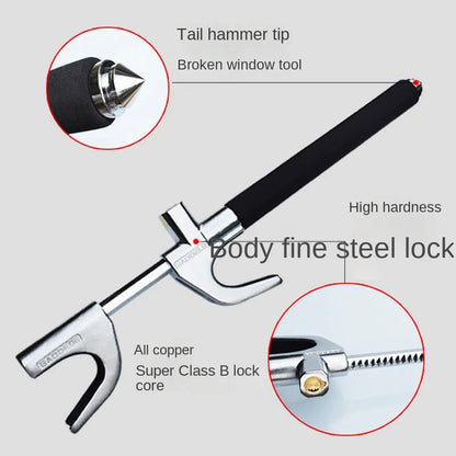 Adjustable Double Hook Steering Wheel Lock – Universal Anti-Theft Car Device