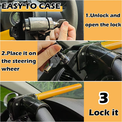 Anti-Theft Rotary Steering Wheel Lock Heavy Duty - Universal Fit Cars SUVs