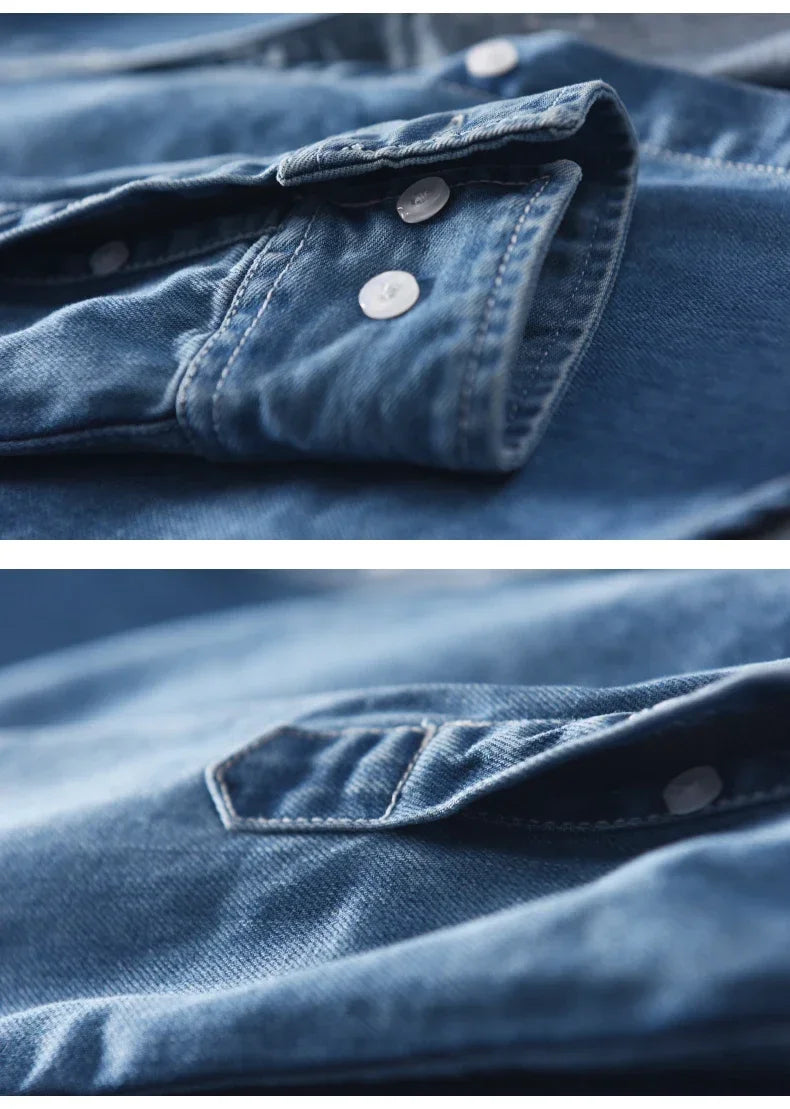 Light Blue & Black Denim Shirt – Men’s Fashion