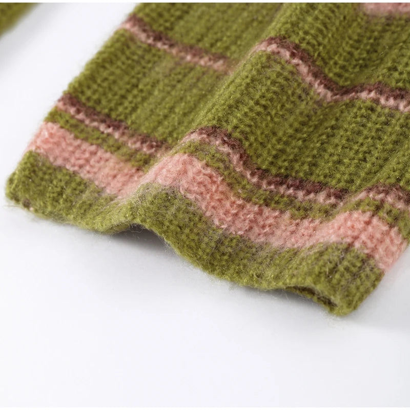 Elegant Striped V-Neck Cardigan