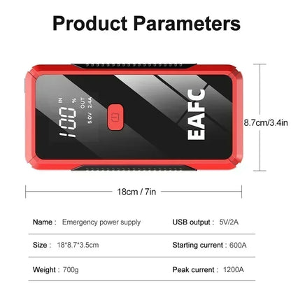 Multi-Function 12V Portable Car Jump Starter with Power Bank & Emergency Boost (600A–2000A)