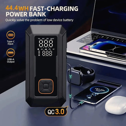 4000A Portable Car Jump Starter with 150PSI Tire Inflator & Built-In Air Compressor