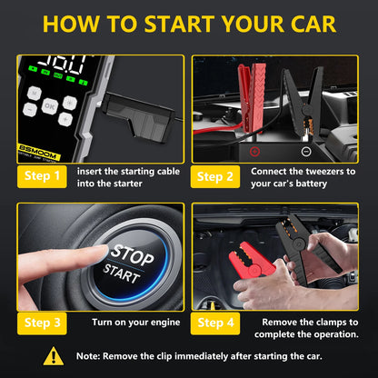 7000A Portable Car Jump Starter with Air Compressor – 150PSI, 26800mAh Power Bank