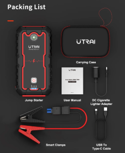 Arrancador de coche portátil de 12V 2000A con refuerzo de batería de emergencia y cargador de banco de energía