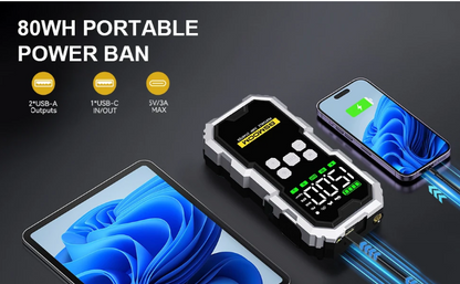7000A Portable Car Jump Starter with Air Compressor – 150PSI, 26800mAh Power Bank