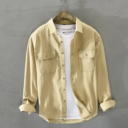 Men’s Streetwear Cotton Shirt – Button-Up & Pocketed