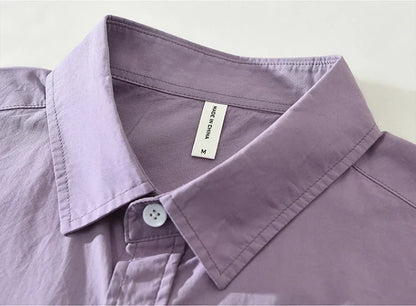 2025 Men’s Casual Cotton Shirt – Solid Color