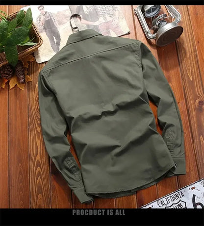 Solid Color Cargo Dress Shirt – Men’s Plus Size