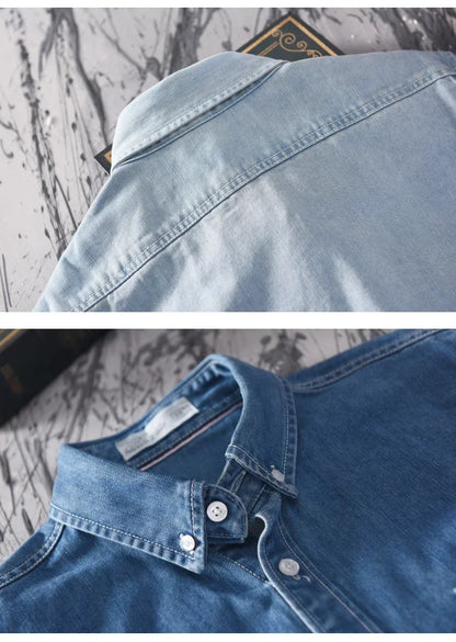 Light Blue & Black Denim Shirt – Men’s Fashion