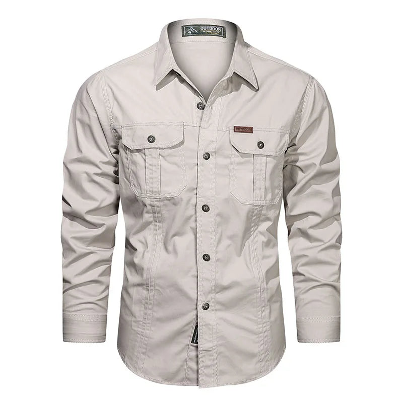 Casual Cotton Cargo Shirt – Long Sleeve