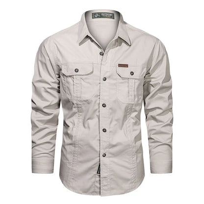 Casual Cotton Cargo Shirt – Long Sleeve